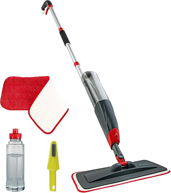 VENETIO Premium Spray Mop for Floor Cleaning with Washable Pad and Refillable Sprayer - Reusable Wet Microfiber Mop Set for Wood, Hardwood, Laminate, Vinyl, Tile, Kitchen, Ideal for Pet Owner - Basic
