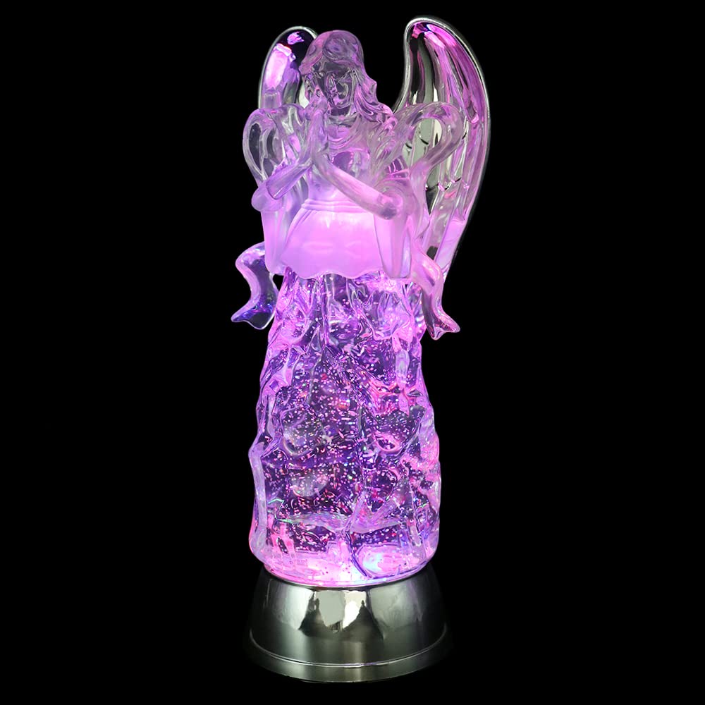 DRomanceLED Light Up Angel Figurine Battery Operated with 6H Timer, Tricolor Changing Swirling Glitter Angel Water Lamp CAGL-Pray