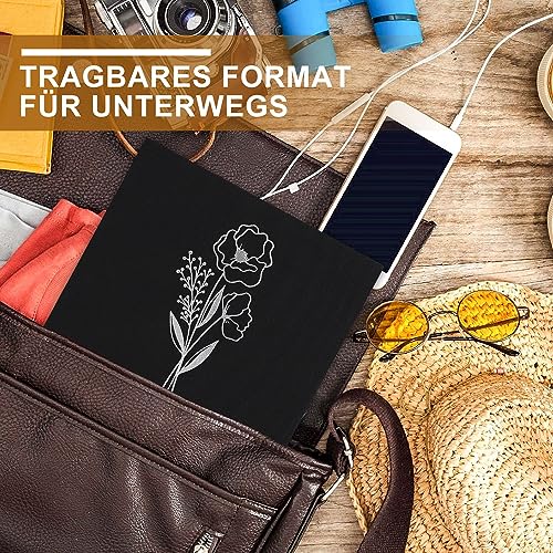 Lanpn Fotoalbum A5 50 Bilder, Klein Leinen Einstecken Einsteckalbum für Hochformat Fotos Bilder Schwarz