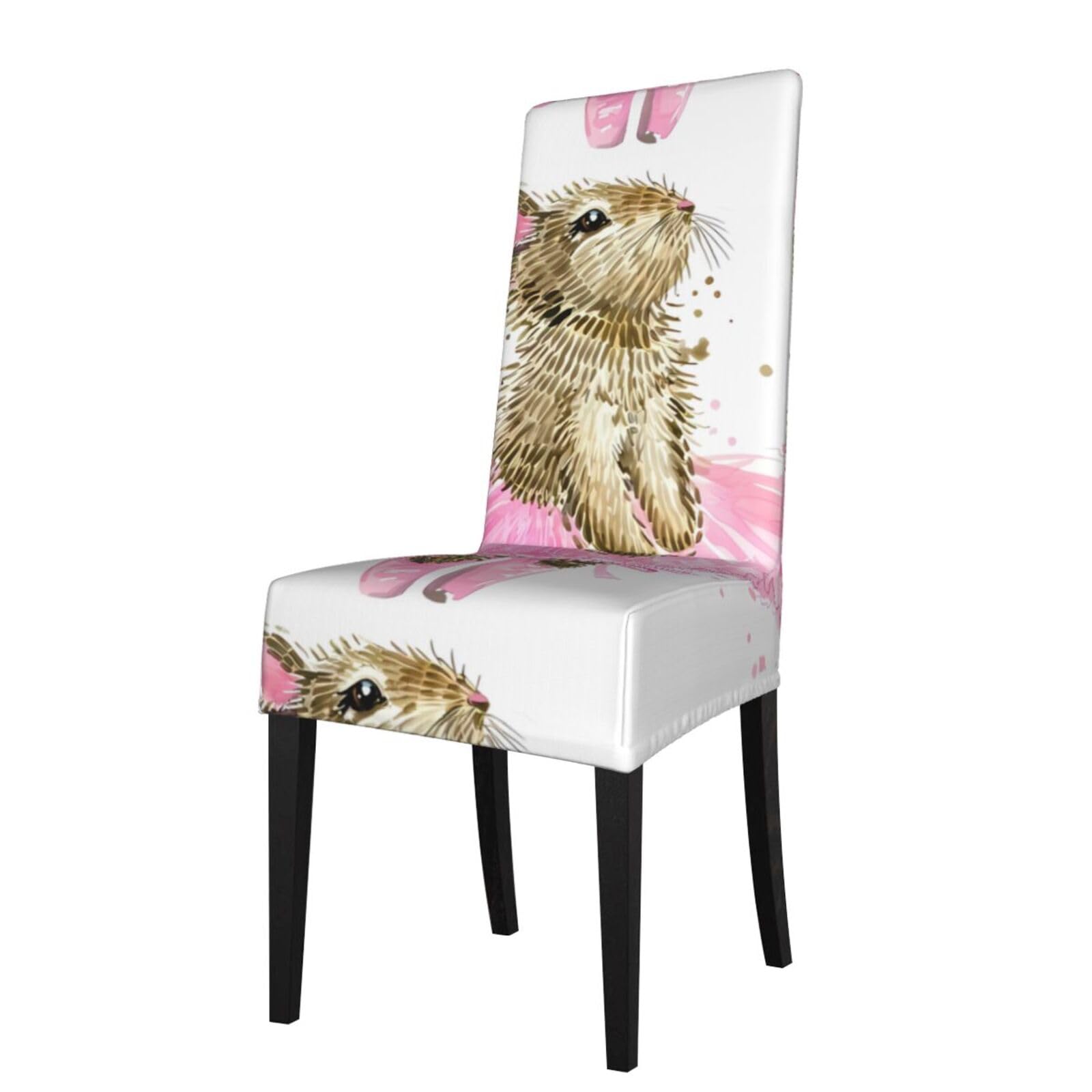 WHJDPP Cute Rabbit Prints Protection Cover for Dining Chair - Stretchy Seat Throw Covers, Wrinkle-Free & Easy Care for Hotel, Wedding & Home Dining Chairs