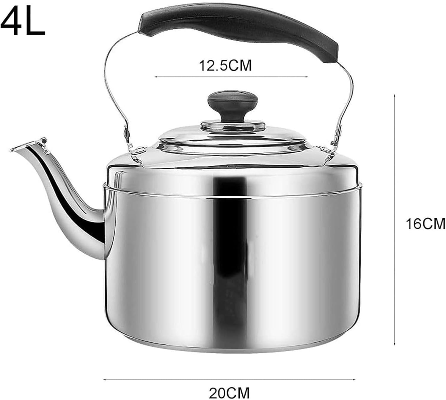 Tea Kettles Stovetop, Whistling Tea Kettle for Stove Top, Food Grade 304 Stainless Steel Tea Pots, with Ergonomic Handle(4L)