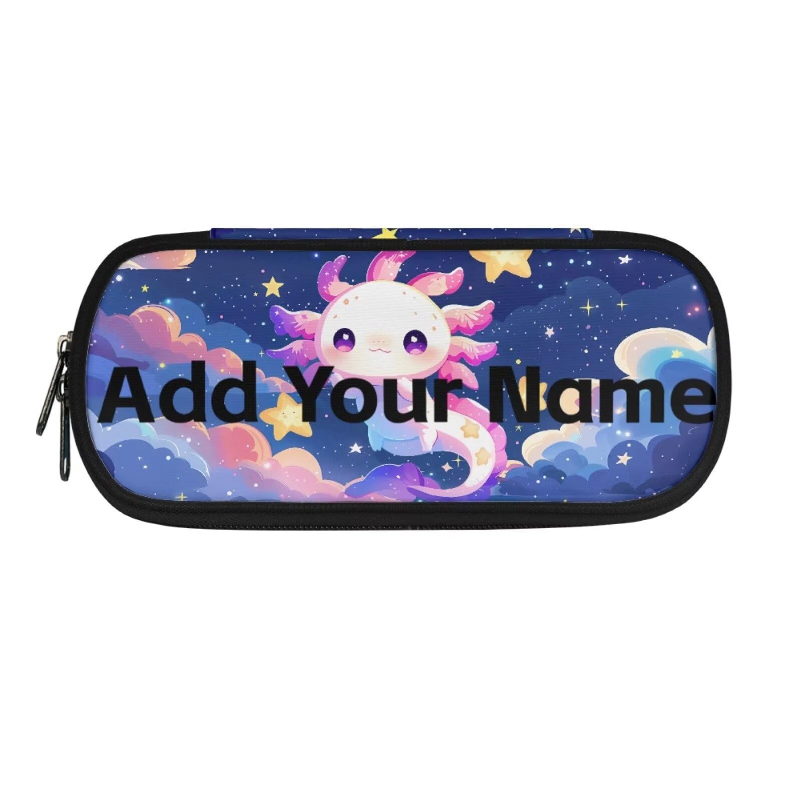 Galaxy Axolotl Pen Pencil Case Kids Girls Custom Name Pencil Holder Pouch Personalized Big Capacity Pencil Box Cute Pencil Bag Stationery Elementary Middle Student Supplies