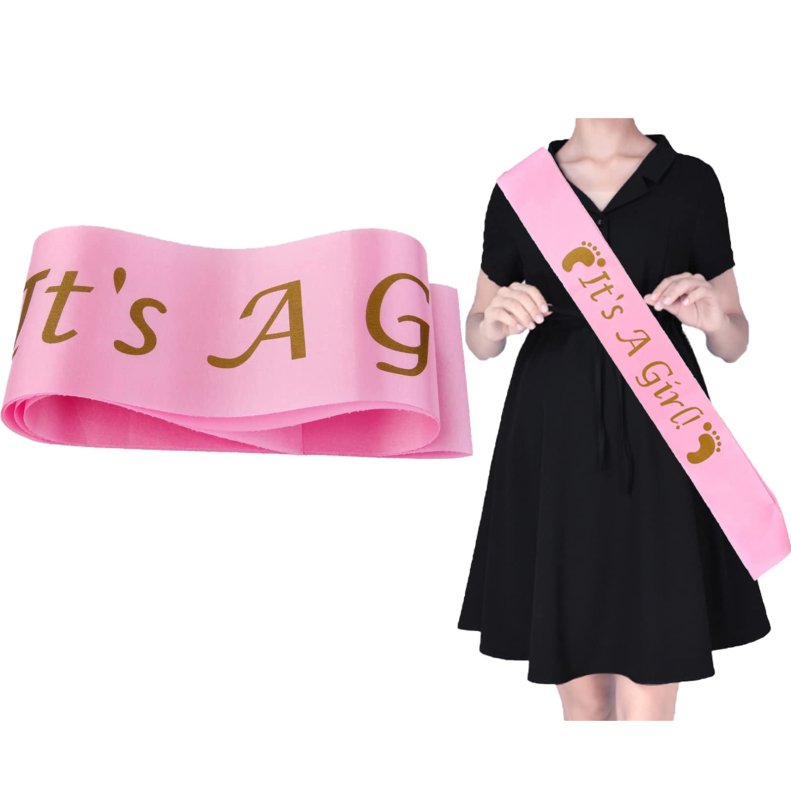 Fascia It’s a Girl Sciarpa per Futura Mamma Fascia Futura Mama Sciarpa Mum to Be per Baby Shower Festa (Rosa)