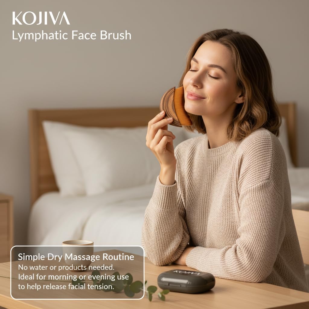 Kojiva Lymphatic Face Brush,Kojiva Face Brush,Dry Soft Organic Reduce Puffiness Improve Skin & Radiance Relieve Fatigue - Ergonomic Design for Daily Skin.(1pc) — view 6