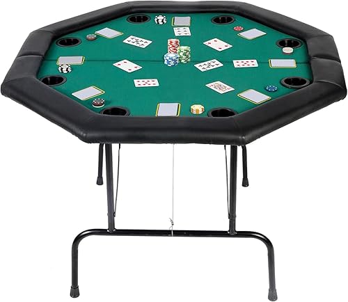 Koreyosh Mesa de póquer plegable de póquer de Texas Hold'em mesa de póquer mesa de juego con portavasos de plástico