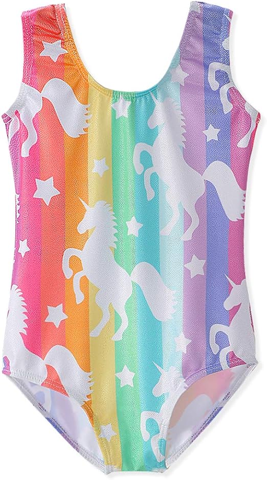 HOZIY Gymnastics Leotards for Girls Toddlers Kids Sleeveless Tumbling Outfits for Dance Print