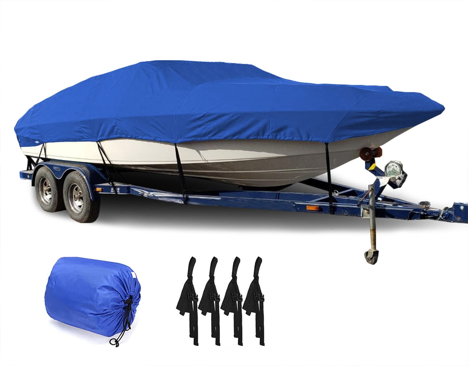 LDIW Trailerable Boat Cover Bass Speedboat Durable Tear Proof 420D Oxford Waterproof UV Protected V-hull Runabout Jumbo Boat Fishing Ski Boat Covers,Blue,20to22FT: 700x254cm
