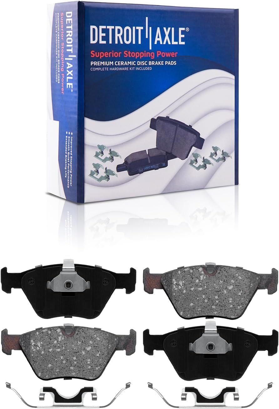 Detroit Axle - Front Disc Brakes Rotors + Ceramic Brake Pads w/Hardware Replacement for BMW 2007 328i 328xi 2006 325i 325xi - 4pc Set