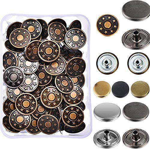 Image of DIY Crafts Design No # 3, Mixed & Combo Set for All Purpose, Combo 40 Sets Jeans Buttons Metal Button Snap Buttons Re (Design No # 3, Mixed & Combo Set for All Purpose)