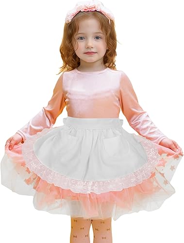 TopTie Delantal de cintura de algodón con bolsillos para mujer, medio delantal de encaje de cocina de Navidad para cocinar