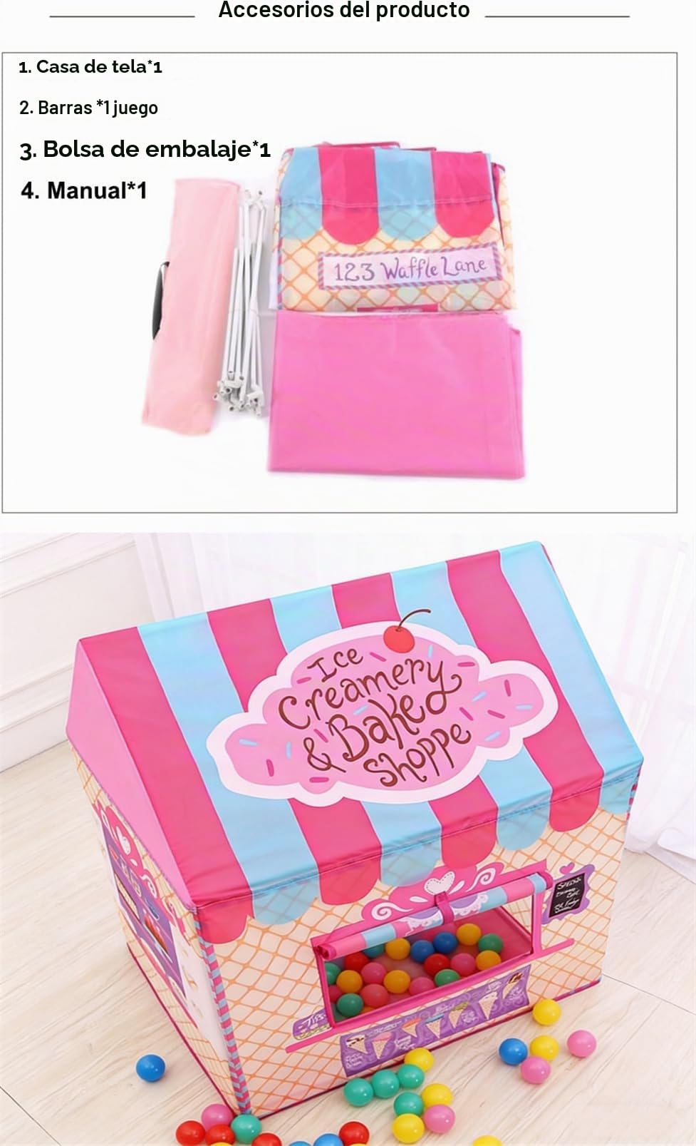 Niñas Playas de Interior al Aire Libre Helados de niños y panadería Comprar Playhouse Palace Tiendas (Rosa)