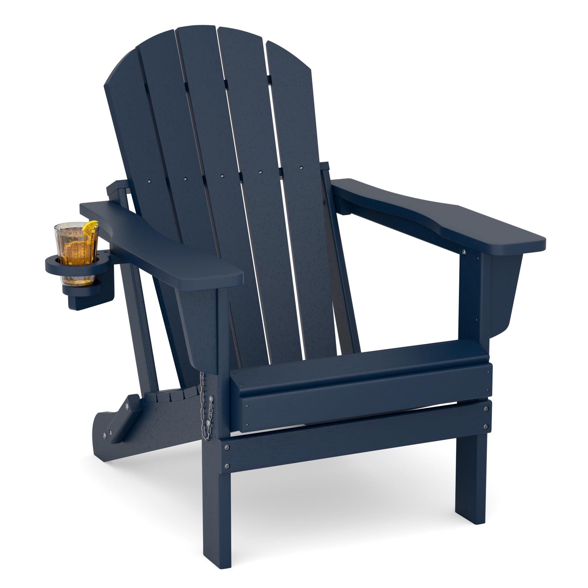 Sillas Adirondack, silla Adirondack plegable de polietileno de alta densidad para todo tipo de clima con portavasos para jardín, terraza, patio trasero y patio (azul)