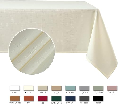 Miniatura 4 de maxmill Mantel rectangular con textura de lino sintético, resistente al agua, sin arrugas, a prueba de derrames, mantel suave para decoración de