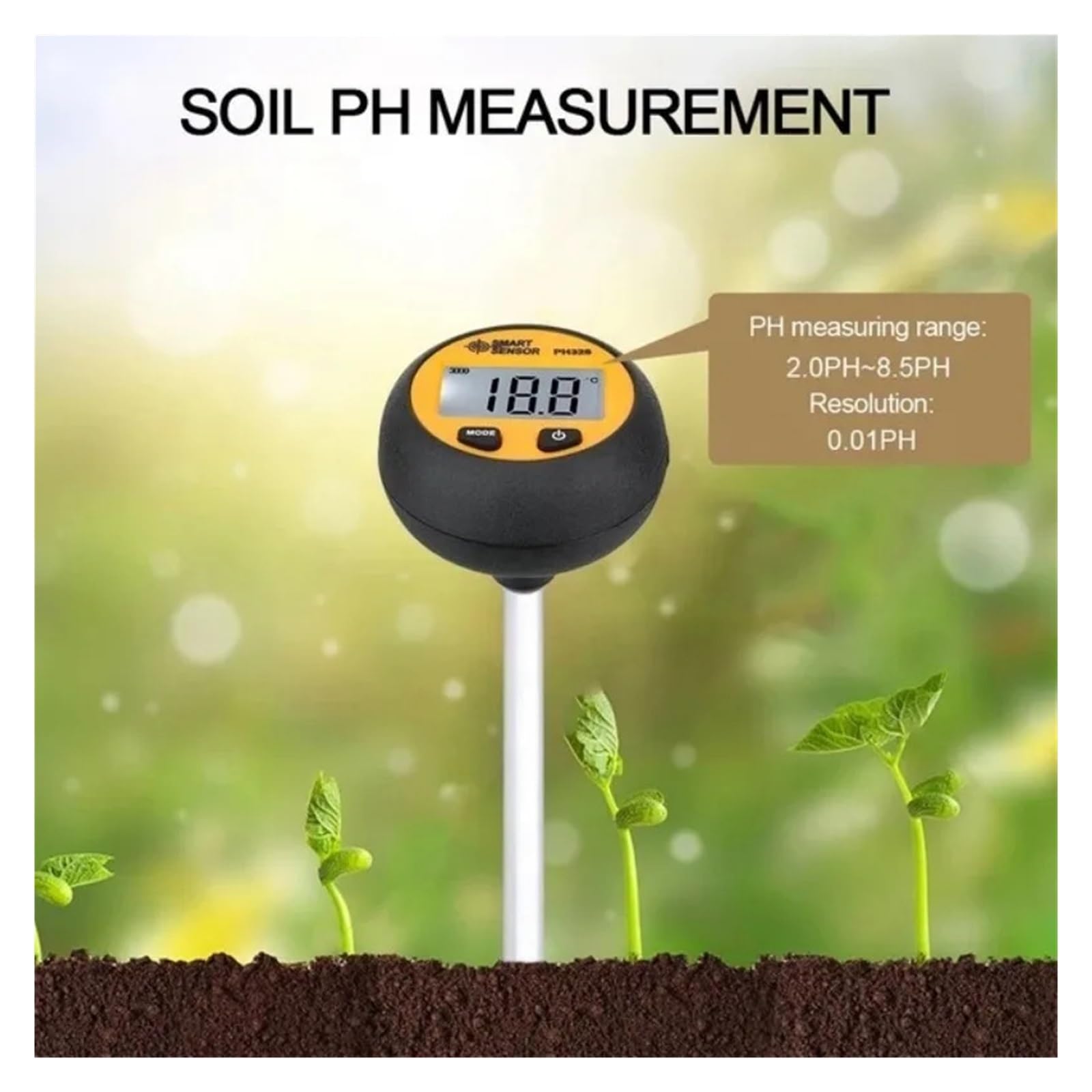 Medidor de Humedad del Suelo Medidor De Ph del Suelo 3 En 1, Monitor De Temperatura Y Humedad, Probador De Acidez Y Ph, Suelo Agrícola For Jardinería Fiable y Preciso