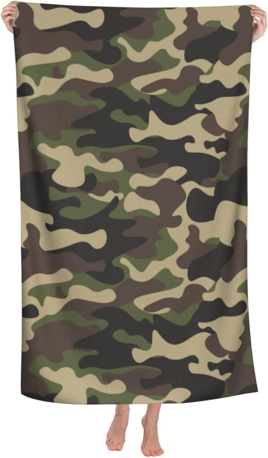 KATATI Camuffare Telo Mare Grande, Microfibra Asciugamano da Spiaggia, Teli Mare Camuffare, Asciugatura Rapida Antisabbia Adulti Teli Mare per Nuoto Campeggio 3D Telo Mare 150x200 cm