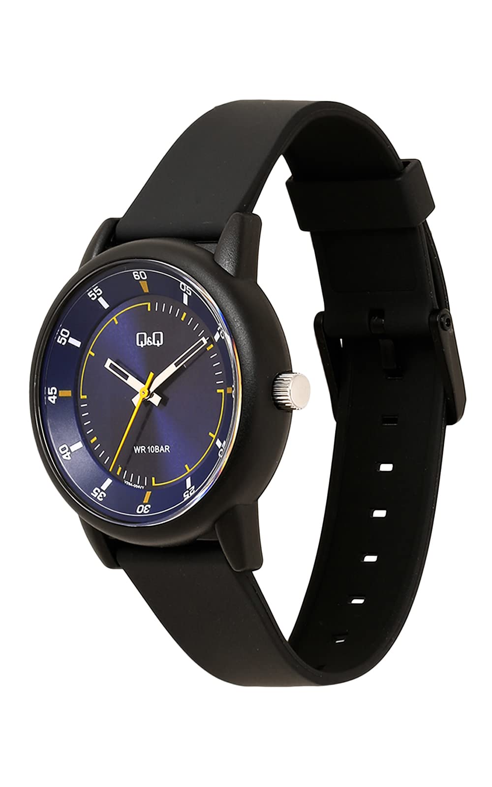 Q&Q WATCHES Reloj Digital de Cuarzo para Hombre con Correa de Silicona V29A-004VY, Negro, Cronógrafo, Digital