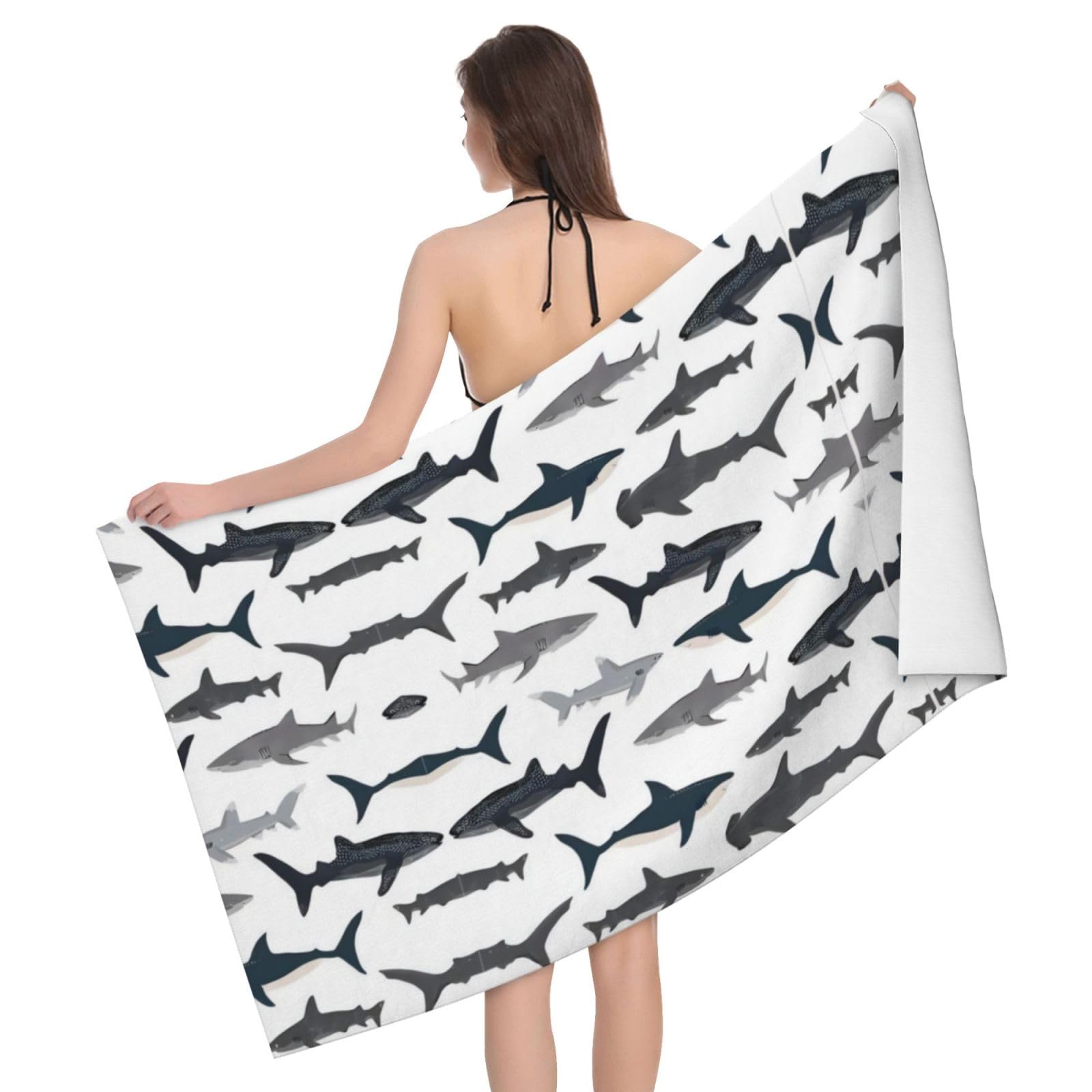 QAZWZML Home microfiber fish prints bath towels for travel, beach, and bathroom use. Highly absorbent and soft pool towels for men and women, quick drying