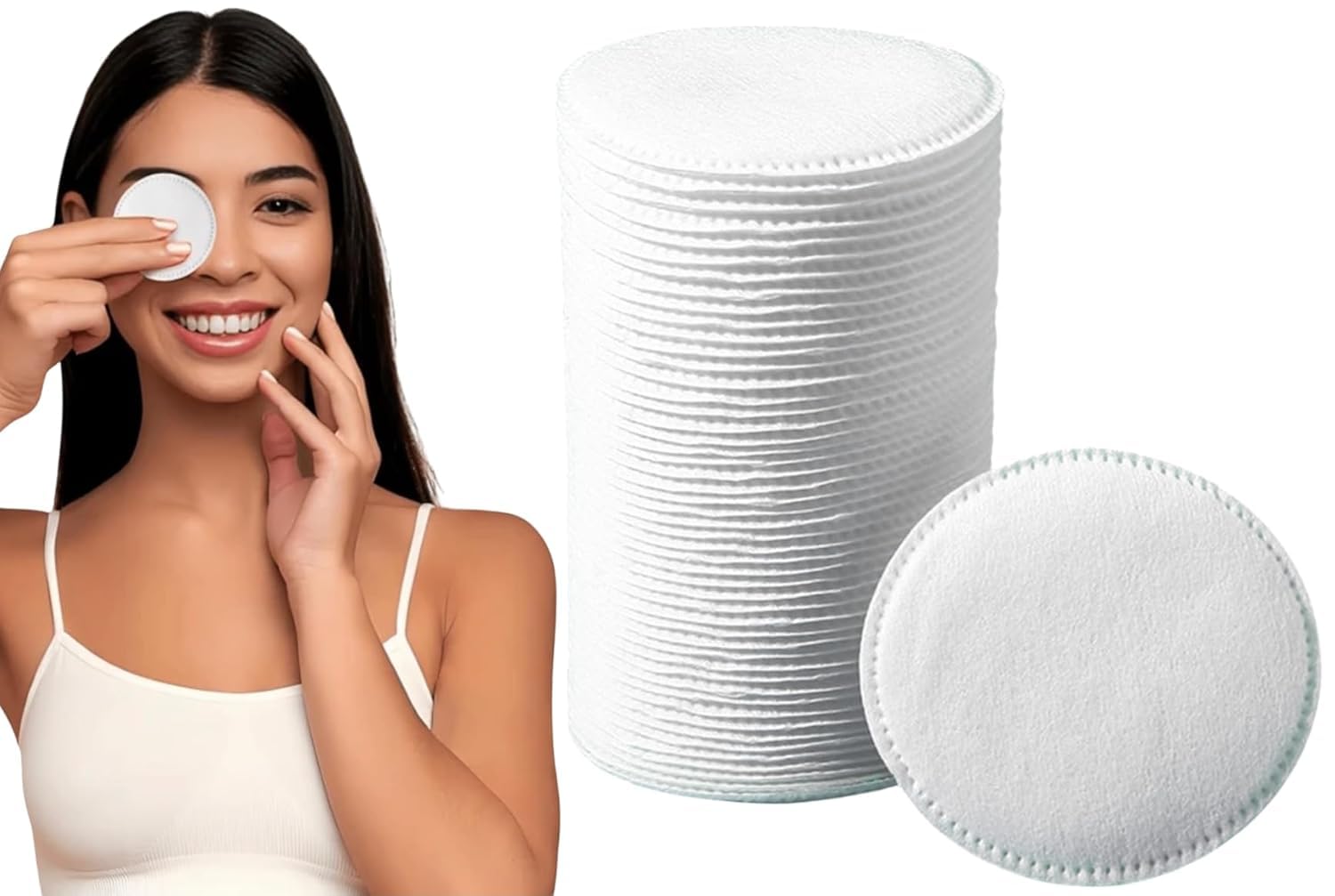 Multipurpose Cotton Pads, 100 Pcs, 100% Cotton, With Aloe Vera Extracts, Embossed, Double Sided, For Skin Cleaning, Eye & Face Makeup Removal, Nail Polish Removal-image-15