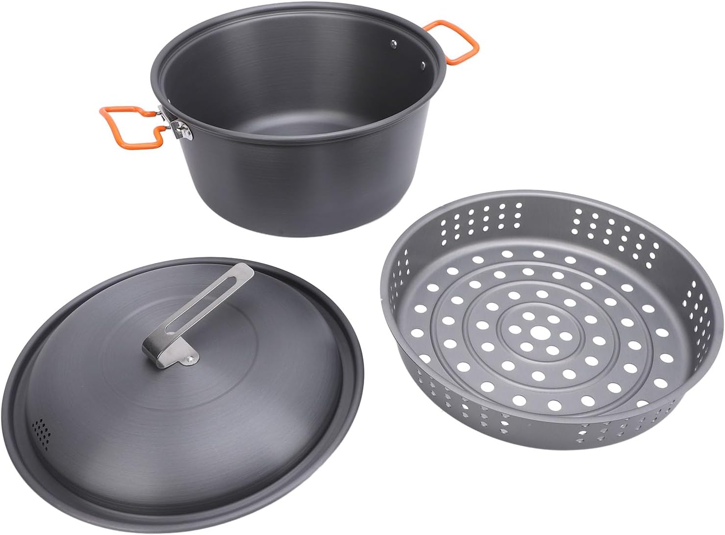 屋外ピクニックポット5L大容量ポータブルキャンプ調理器具キットバーベキュー調理用沸騰蒸しグリル