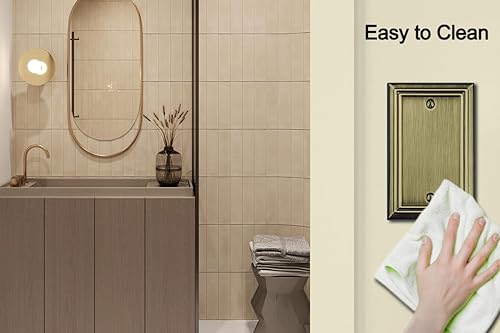 Vista 85 de Adler - Placa de pared de metal para interruptor de luz dúplex de palanca/dúplex, paquete de 2 unidades de latón antiguo, cubierta de salida