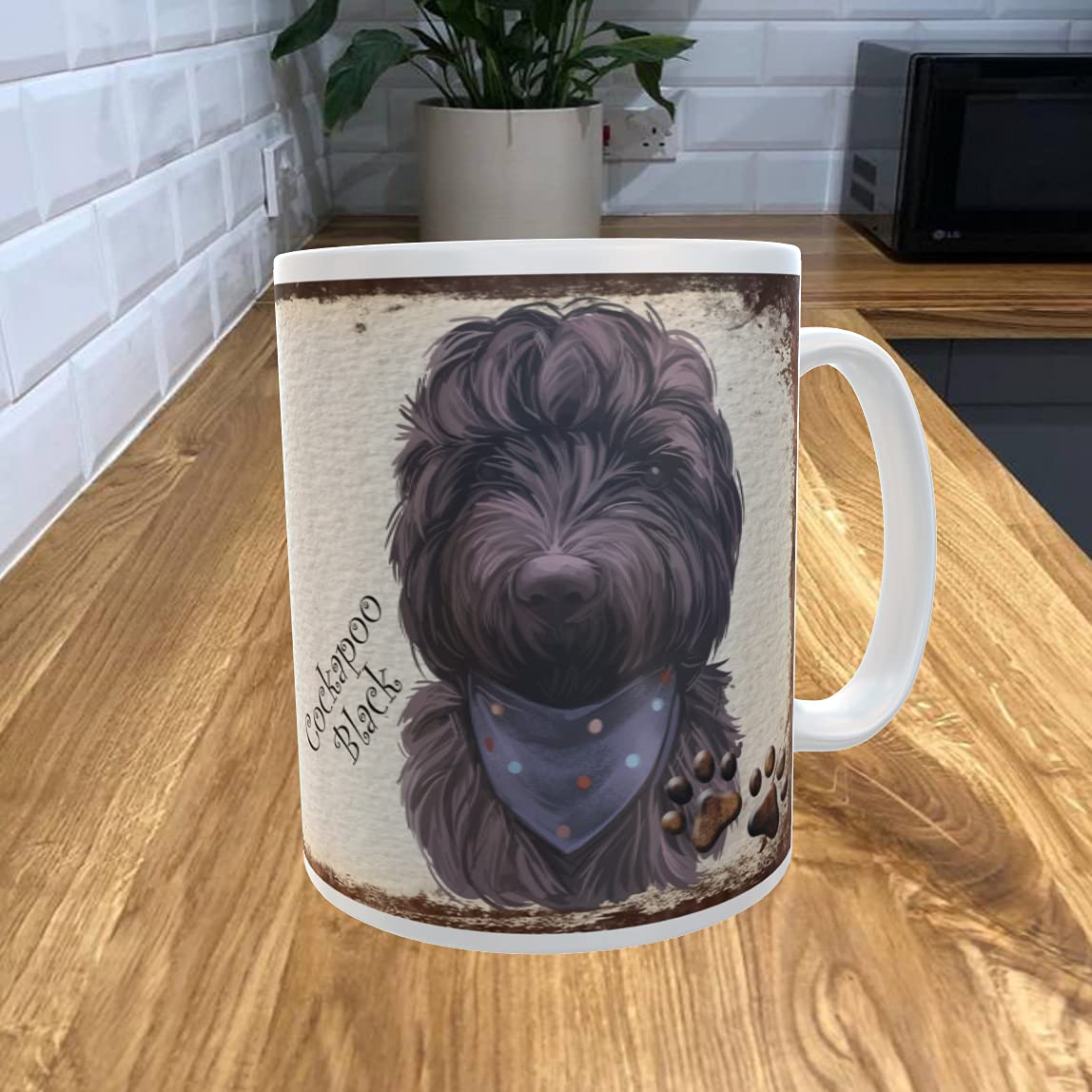 Shawprint Limited White Cockapoo Black 11Oz Coffee Mug My Dog's Rules Theme 310Drmug