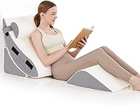 Vista 1 de Orthopedic Bed Wedge Pillow Set for Sleeping 4 PCS - Adjustable Triangle Pillow for Neck Leg Support with Washable Cover - 35D Foam Wedge Pillow