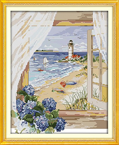 CaptainCrafts Cross Stitch Kits, Stamped Cross Stitch Preprinted Fabric Cross Stitch Adults Embroidery Kits (Preprinted 11CT
