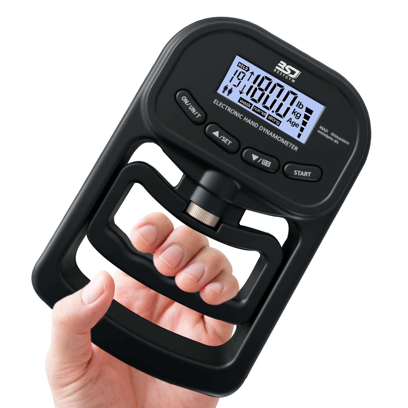 Hand Grip Strength Tester Trainer, 396lbs/180kg Hand Grip Dynamometer with LCD Display, Ideal for Sports, School, and Home Use