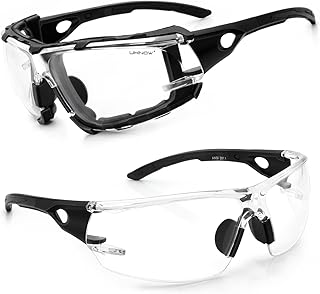UKNOW Photochromic Safety Glasses, Scratch Resistant Wraparound Lenses, Removable Foam Gasket, ANSI Z87.1 Protective Eyewear