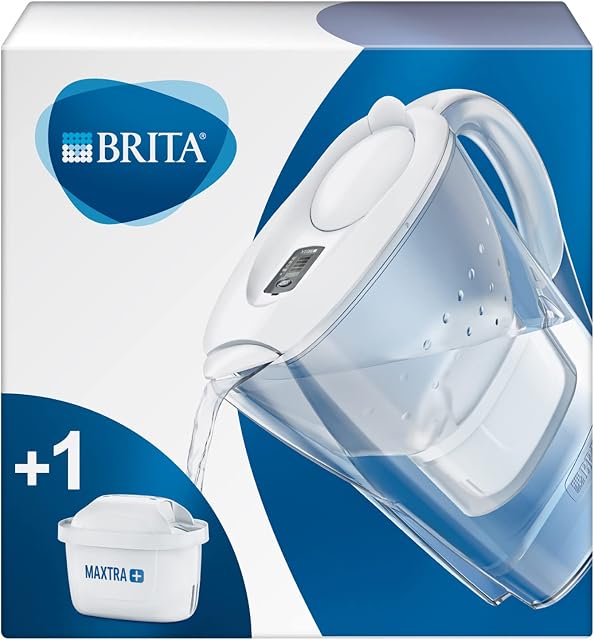 BRITA Marella fridge water filter jug for reduction of chlorine, limescale and impurities, Includes 1 x MAXTRA+ filter cartridges, 2.4 L -White
