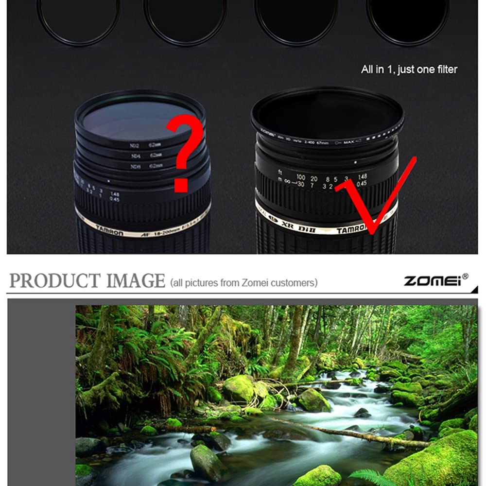 Filtro A Colori Vetro Slim Densità Neutra Fader Variabile ND Filtro Regolabile 49/52/55 / ​​58/62/67/72/62/67 72/77 82MM(55mm)