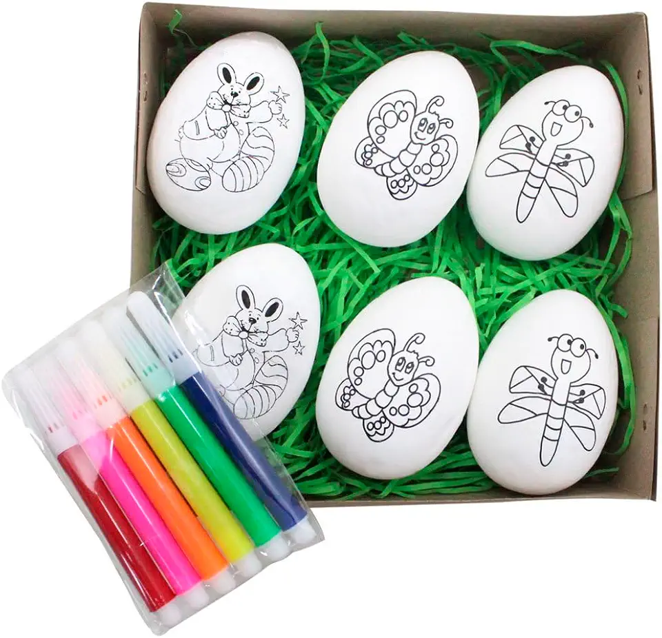 Kit 12 Ovos De Páscoa Infantil Para Colorir Com Canetinhas
