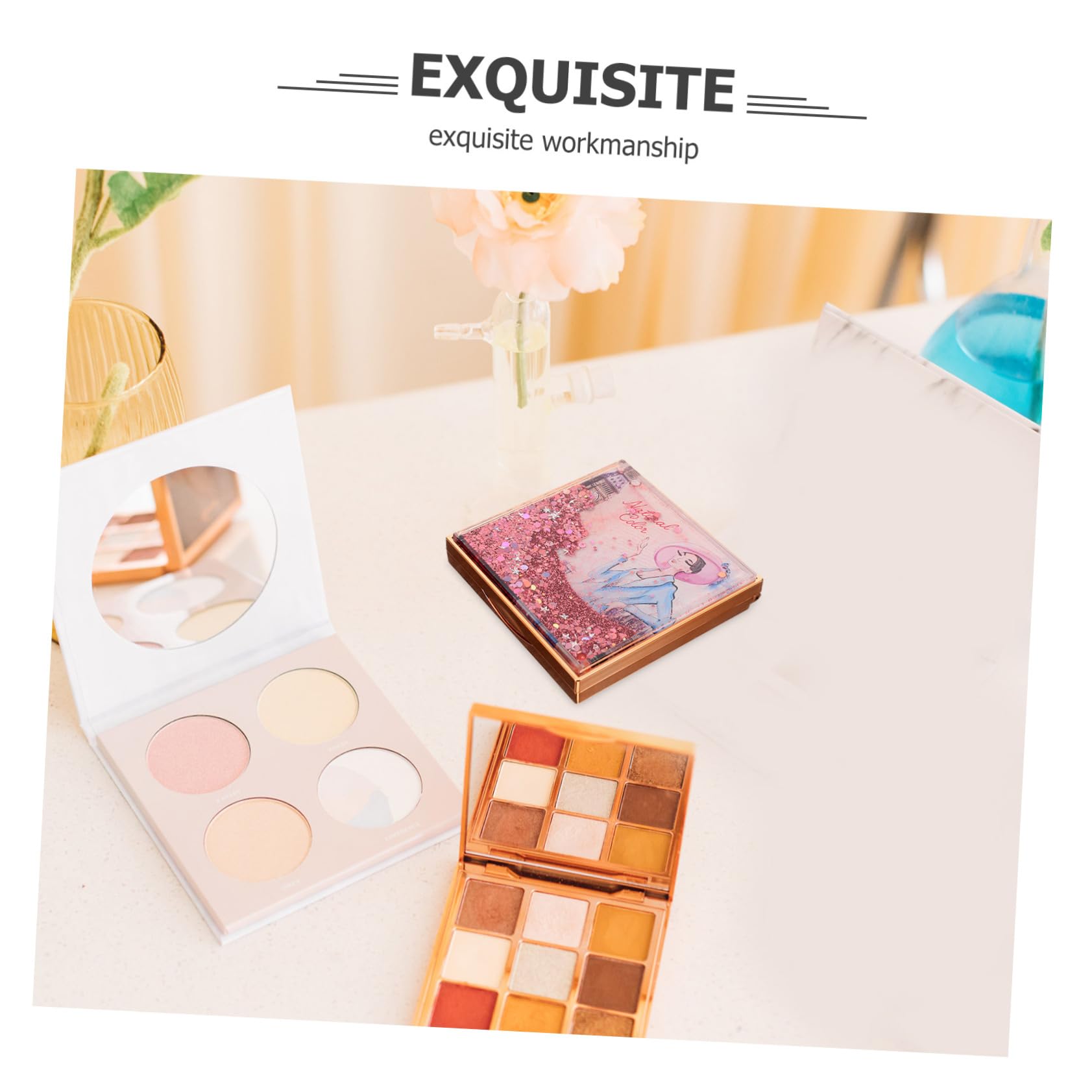 Healvian 5pezzi Palette Ombretti Vuota Con Scomparti Scatola Per Ombretti Design Sequins Quicksand Per Organizzazione Make-up e Viaggi e Leopardo