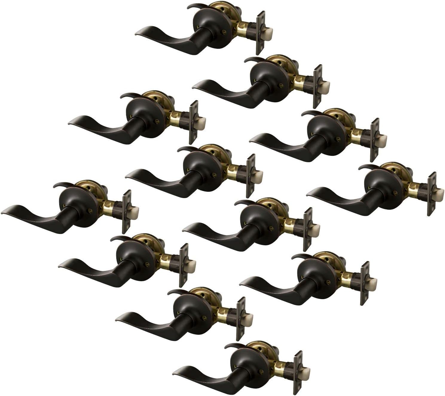 Design House 190843 Stratford Passage Hall and Closet Door Lever with Universal 6-Way Latch Oil Rubbed Bronze 12-Pack