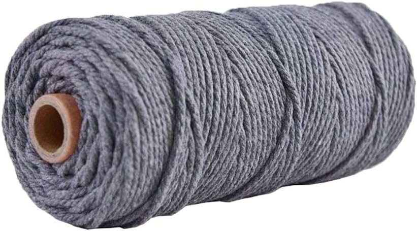 Gray Macrame Cord,Diameter 3mm Natural Cotton Rope,Knitting Cord Rope,Craft Making,Natural Color Cord,Craft Supplies,Chunky Yarn,Natural Hemp Rope,1 Skein is 100 Meters