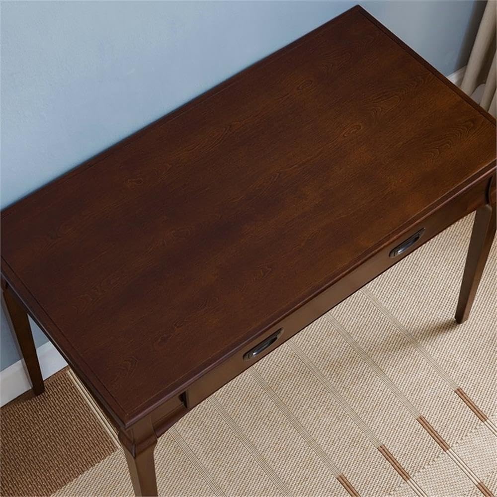 BOWERY HILL Solid Wood Computer Desk, 42 in Wide, Heartwood Cherry Finish, Compact Design with Drop-Front Drawer, Full Extension Glides, Wire Grommet, Small Space Home Office