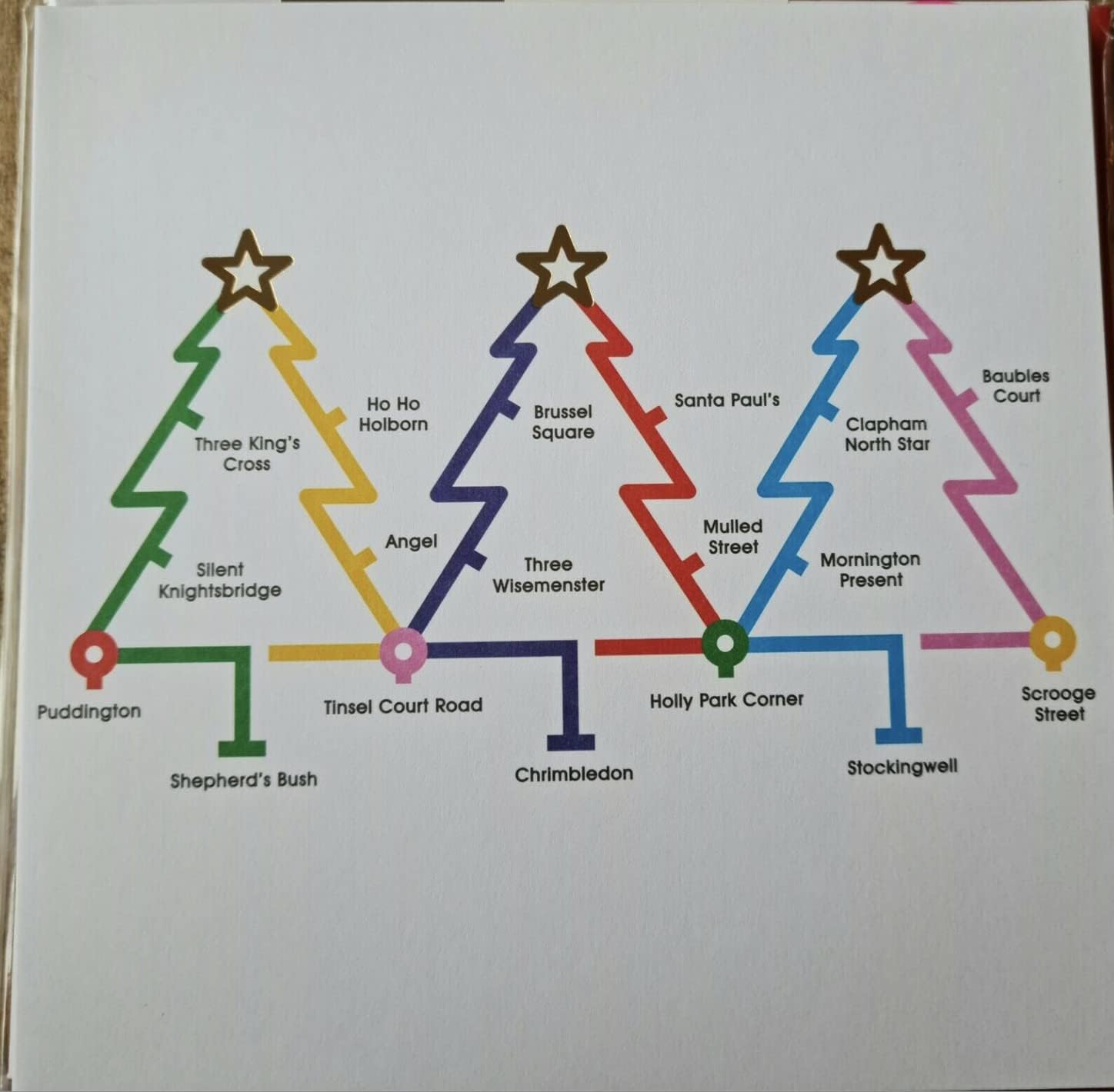 Paperchase Festive Tube map Charity Christmas Cards - Pack of 8