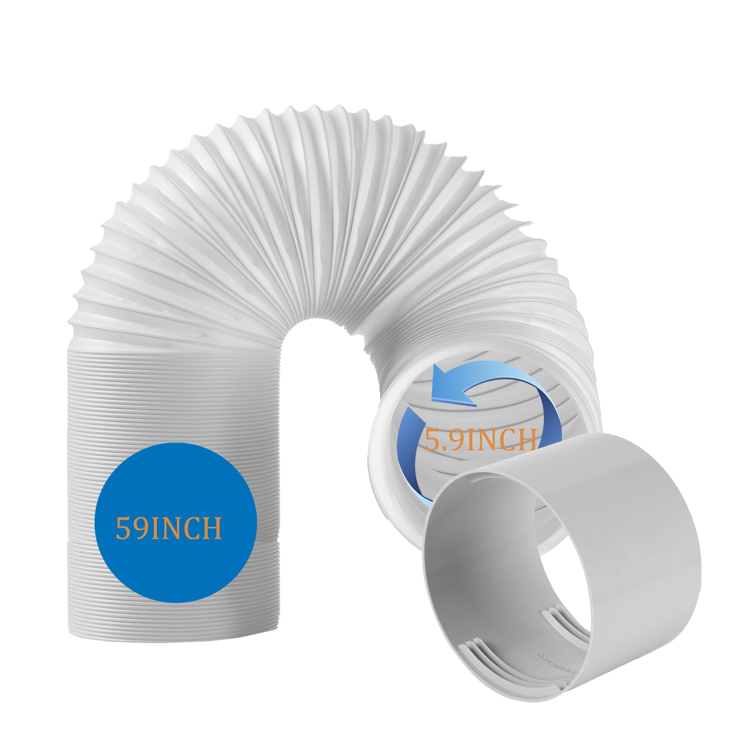 WIGERLON Estensione portatile per tubo CA con accoppiatore da 15 cm, filettatura antiorario estensore per tubo del condizionatore d'aria, tubo di sfiato universale da 150 cm