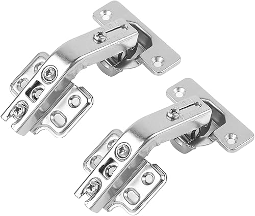 1 par de bisagras de puerta de gabinete plegadas en esquina de 135° con tornillos para armarios de marco frontal, bisagras de puerta de armario de