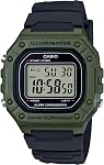 Casio W218H Series | Montres numériques pour hommes 50M WR | 1/100 Deuxième chronomètre 100 SEC Chronographe LED Rappel du compte à rebours Alarme quotidienne Signal horaire 7 Année Batterie