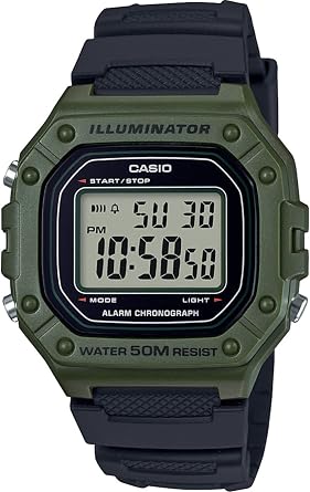 Casio W218H Series | ساعة رقمية للرجال | 50M WR | ساعة توقيت 1/100 ثانية | كرونوغراف 100 ثانية | إضاءة خلفية LED | مؤقت العد التنازلي | إنذار يومي | إشارة زمنية كل ساعة | بطارية 7 سنوات