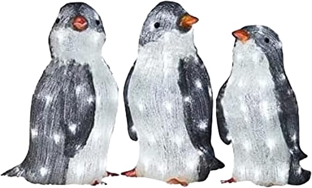 3pcs Christmas Penguin Light Up Ornaments,Christmas Penguin Acrylic Light Up Indoor Outdoor Figurine Garden Decor, with LED Mini Lights