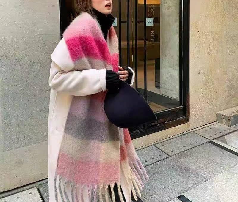 Chunky Winter Scarfs for Women Cold Weather Warm Knit Thick Plaid Scarf Long Large Oversized Checked Scarves - Image 6