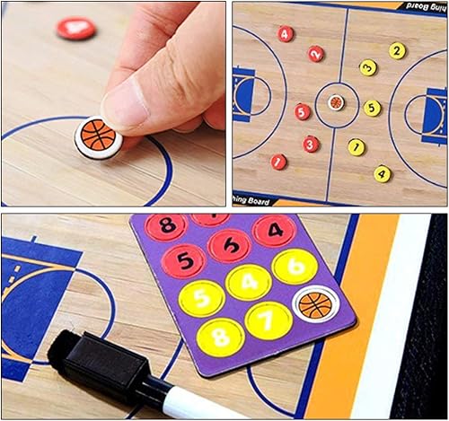 Miniatura 7 de Haploon - Juego de portapapeles de tácticas de baloncesto para entrenadores, tablero de entrenador de estrategia portátil, cubierta de piel