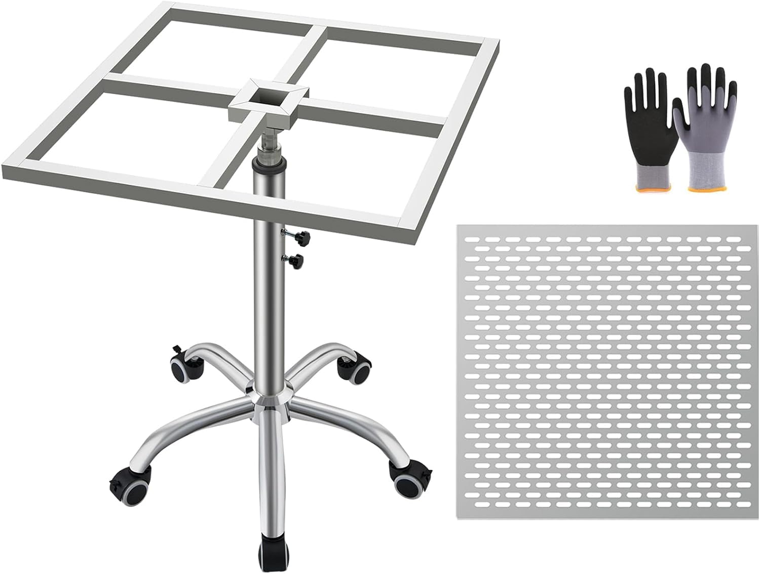Rzjoke Rotating Paint Rack with Wheels – Stable Stainless Steel Lifting Paint Stand，Adjustable Spray Table and Turntable for Cabinet Doors and Car Body