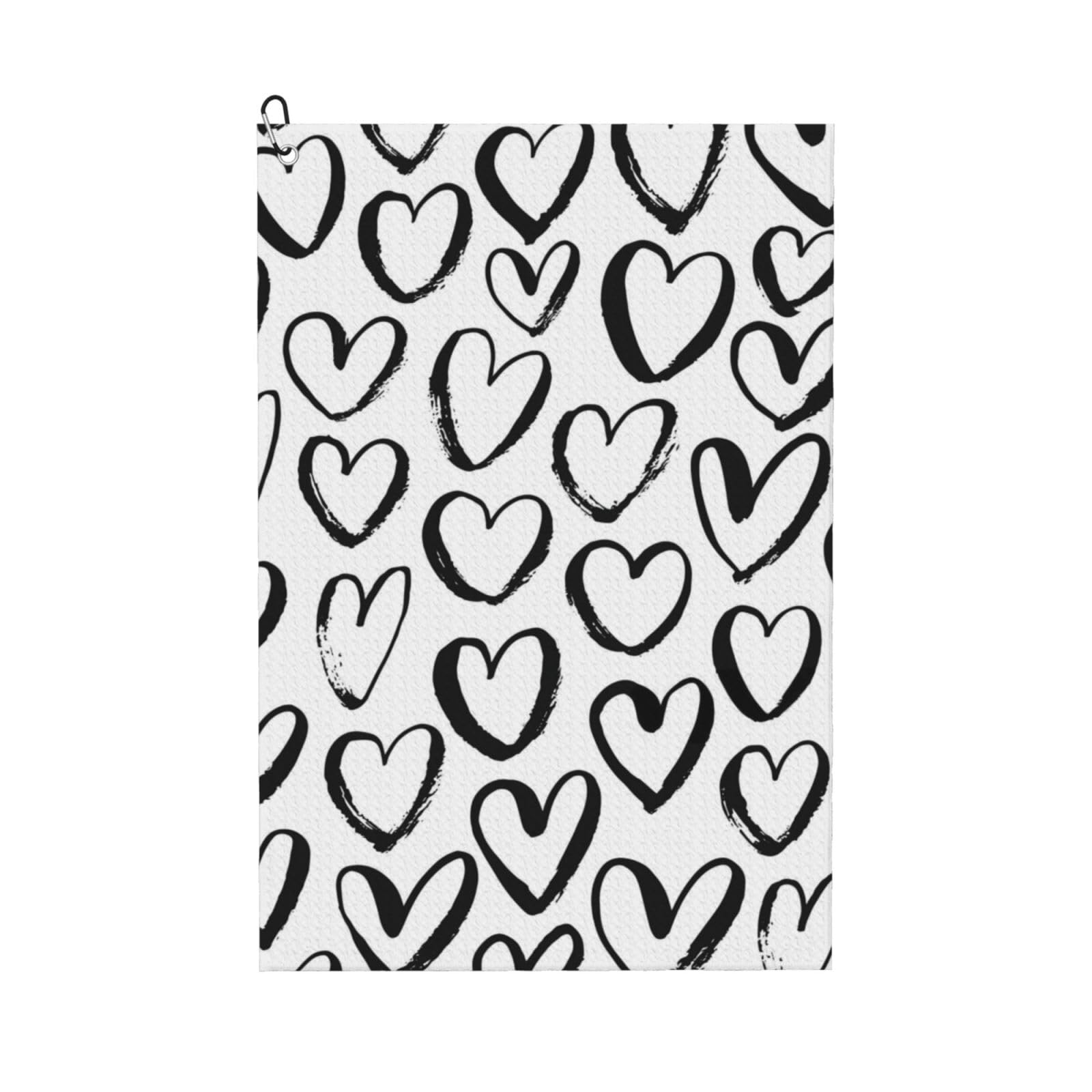 Hnnkloy Seamless Pattern With Hearts, 16x24 in Portable Waffle Golf Towels with Carabiner Clip for Golf Bag