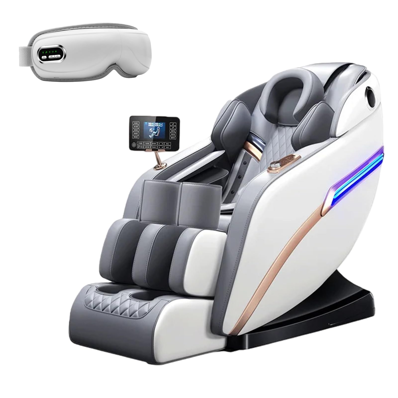 Poltrona Massaggiante, Poltrona Relax con Funzione Inclinazione e Riscaldamento Funzione Vibrazione Uso Domestico Adatta ad Anziani Touch Screen(White)