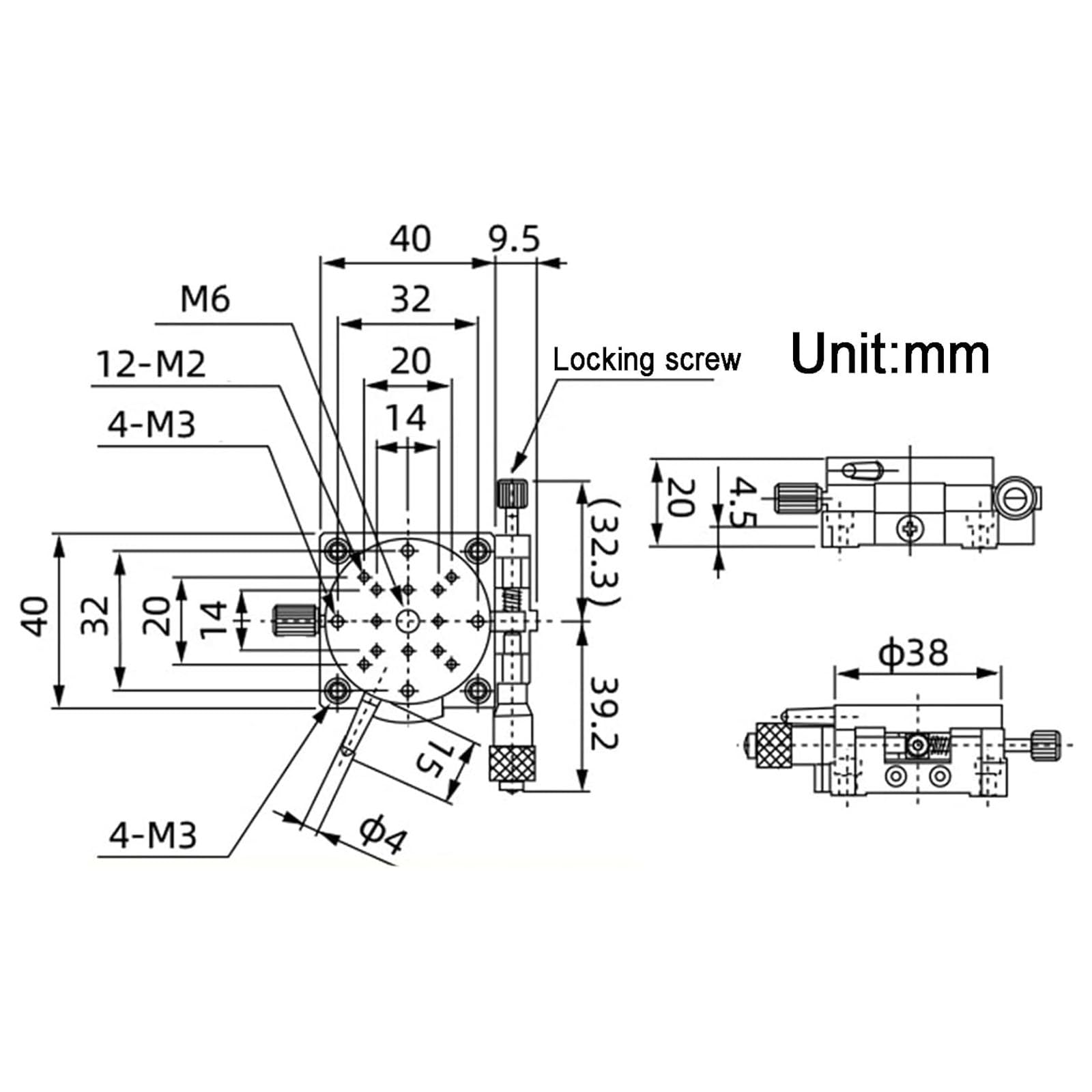 Plataforma de corte de escenario lineal, mesa deslizante ajustable manual con micrómetro, ajuste fino de 360° para medición óptica