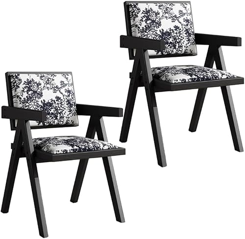 Miniatura 11 de YVYKFZD Juego de sillas de comedor de madera maciza, sillas de cocina sin brazos, silla de comedor tapizada con respaldo, sillón de terciopelo,