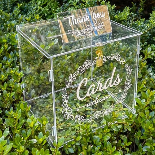 Boîte à cartes de mariage grande taille en acrylique transparent de réception - 6